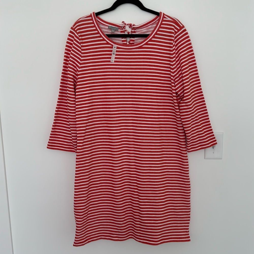 Talbots NWT Striped Dress, Orange and White - Size XL